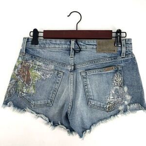 Joe’s Jeans Embroidered Floral Distressed Cutoff Jean Shorts Size 24 festival